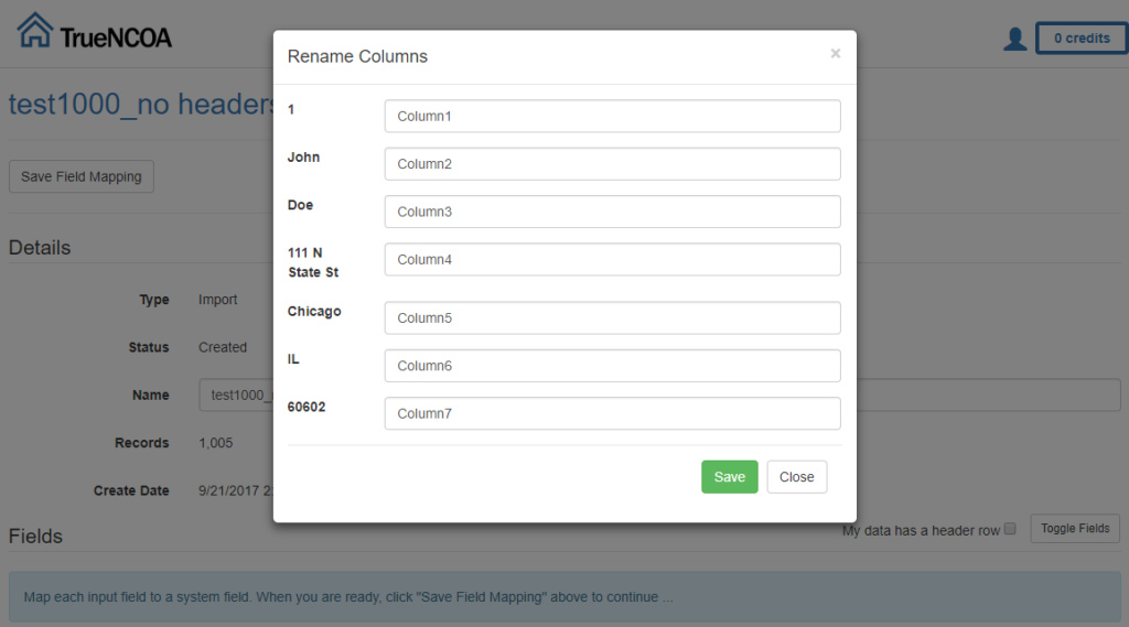 specify header labels