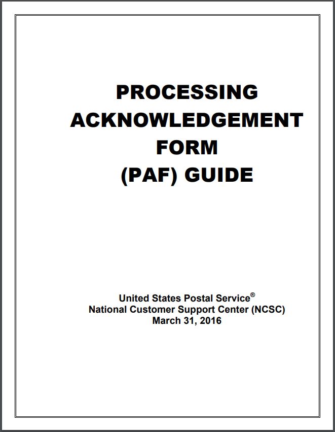 Processing Acknowledgement Form (PAF) Guide